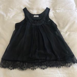 Symmetry sheer and lace black tank